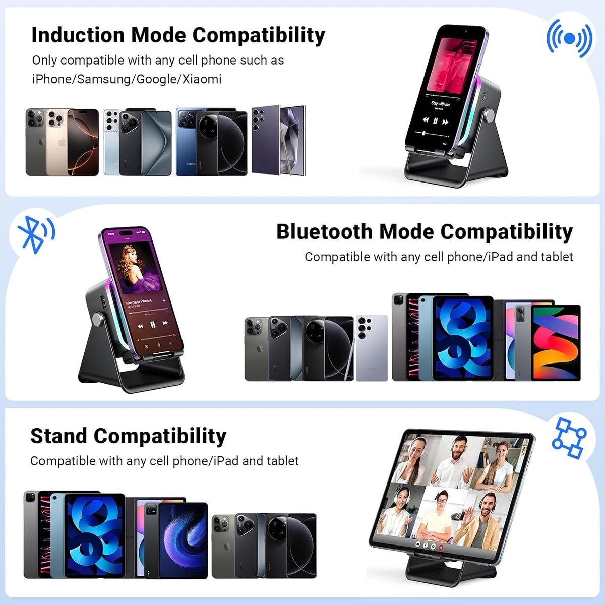 Wireless Induction Speaker Phone Stand